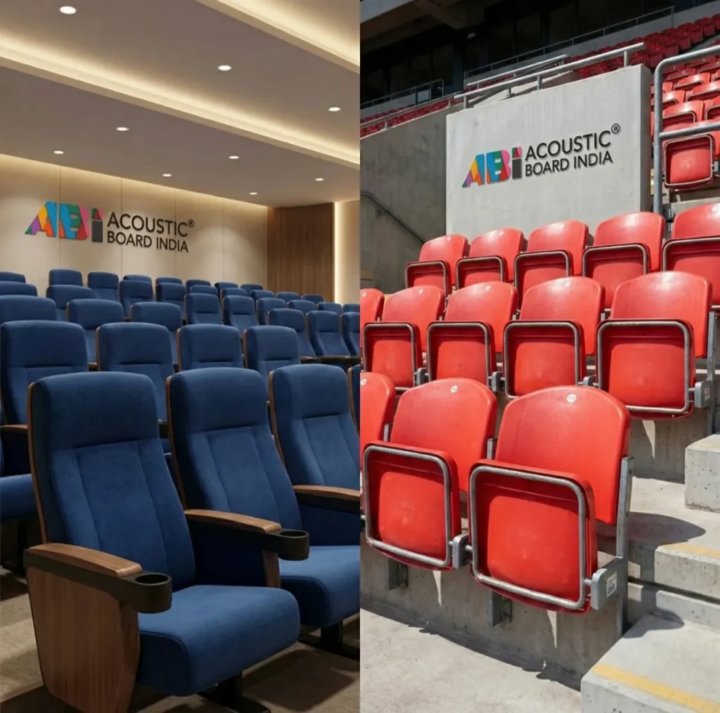 Types of auditorium and stadium chairs showing cushioned indoor auditorium seating and heavy-duty outdoor stadium seating solutions