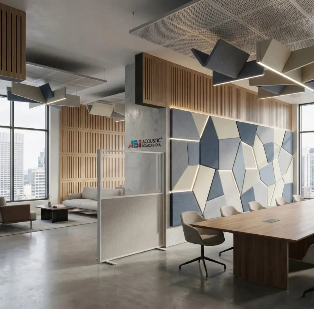 Customized acoustic panels showing high sound absorption, custom thickness, and seamless wall and ceiling integration