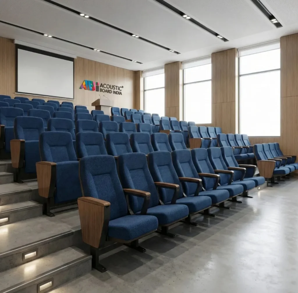 Auditorium chairs installed in a university lecture hall for educational institutions with ergonomic seating design