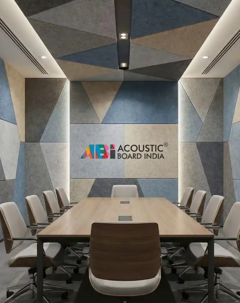 PET acoustic panels installed in a conference room for improved acoustics by Acoustic Board India