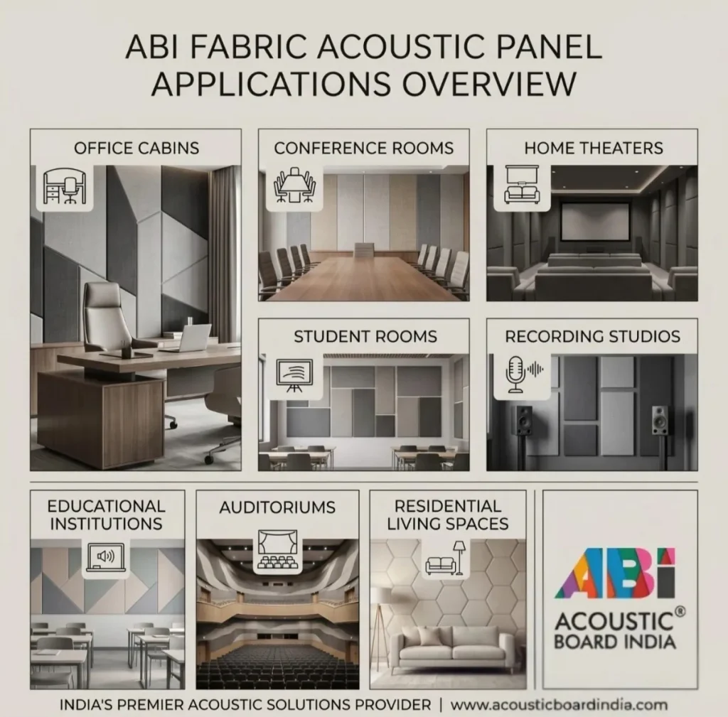applications of fabric acoustic panels in office conference rooms home theater recording studio auditorium and residential spaces