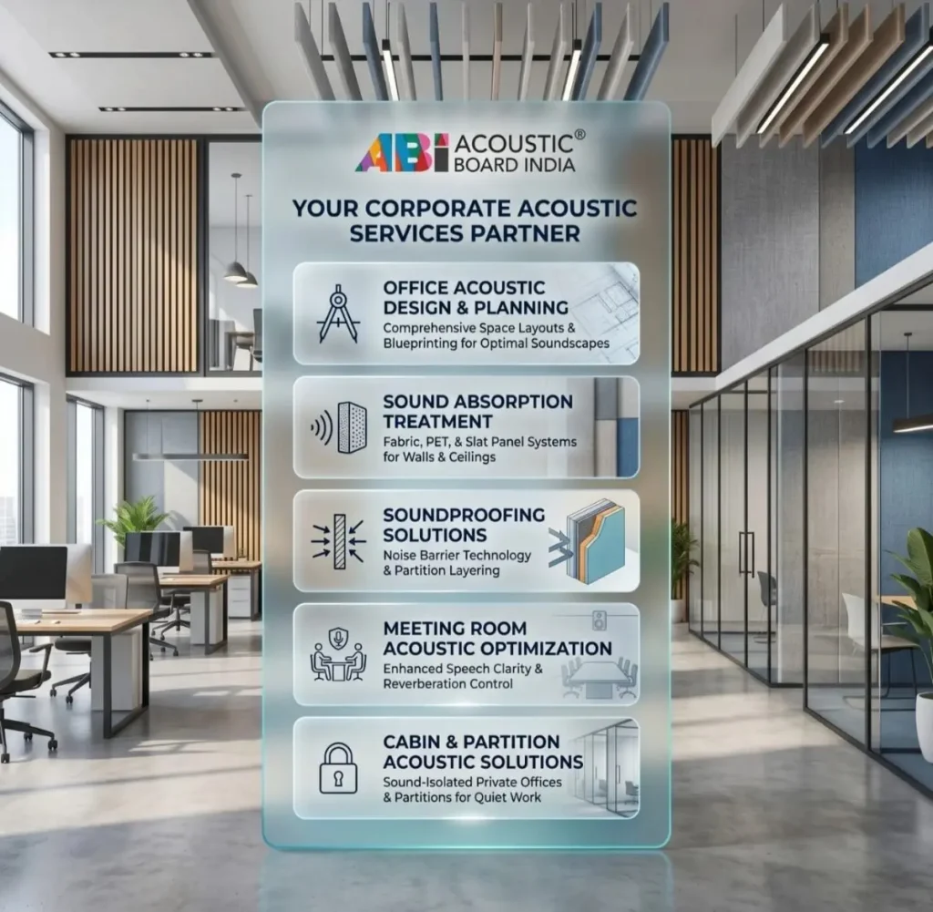 corporate acoustic services including office soundproofing acoustic panels meeting room optimization and noise control solutions