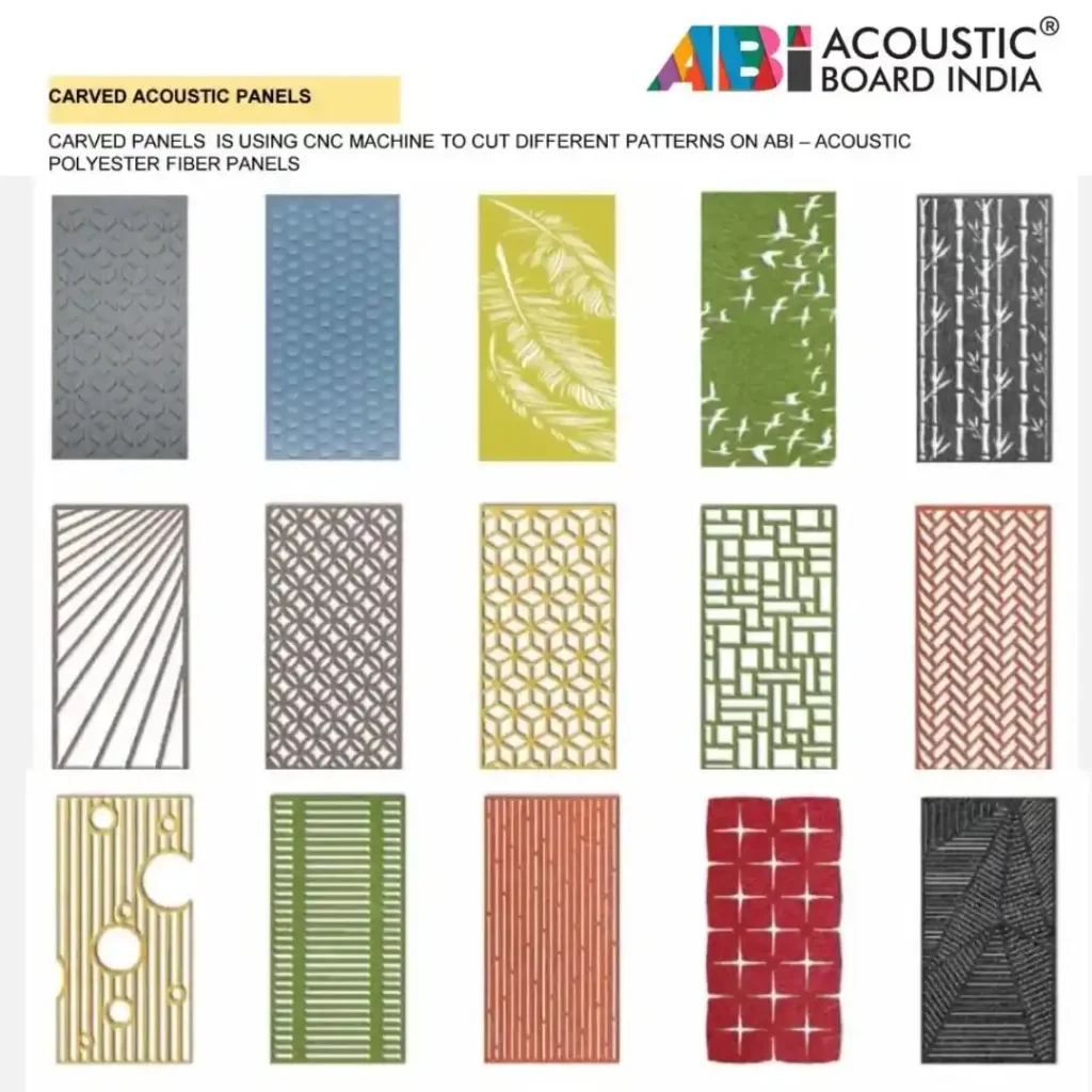 CNC Cut PET Acoustic Panels installed on interior wall for decorative acoustic treatment and sound absorption