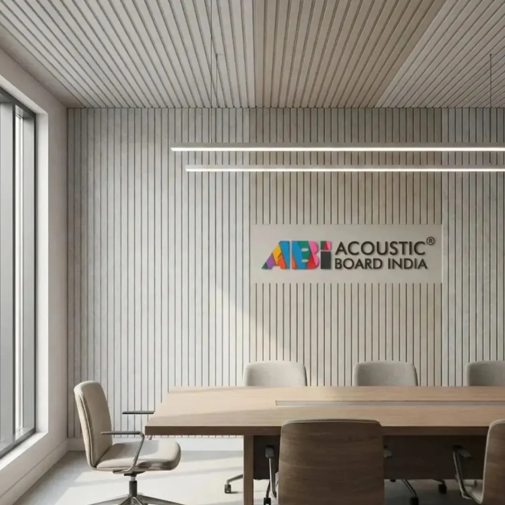 PET Acoustic V-Groove Cutting Panels with decorative linear grooves for sound absorption and modern interior acoustic design