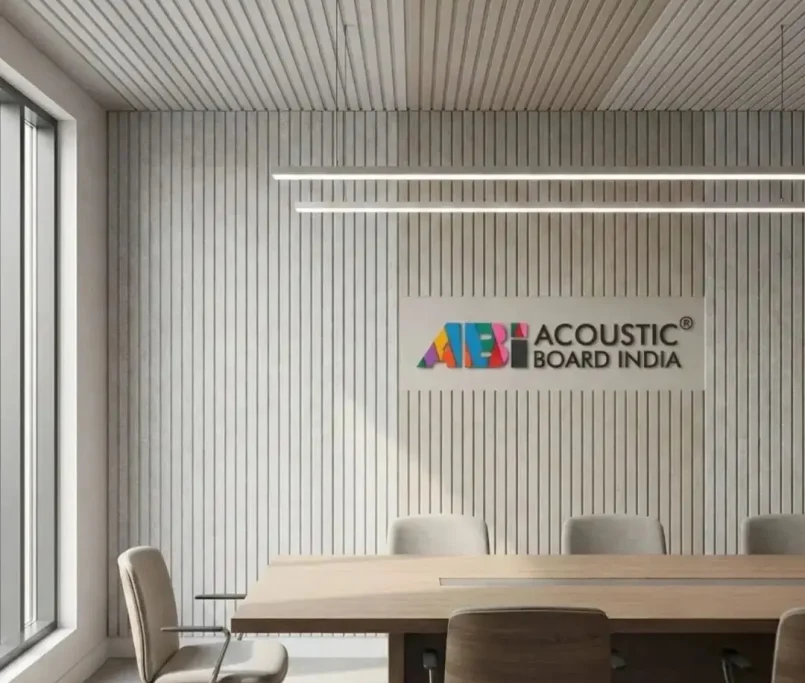 PET Acoustic V-Groove Cutting Panels with decorative linear grooves for sound absorption and modern interior acoustic design