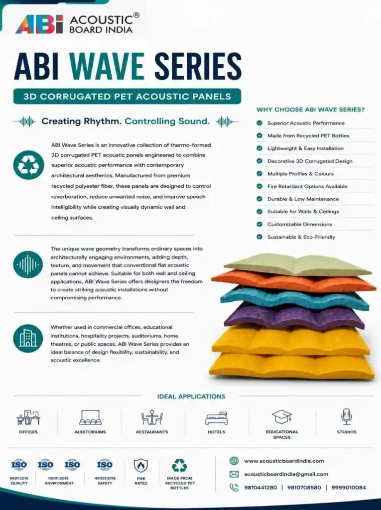 Wave PET Acoustic Panels with 3D wave design for sound absorption and interior decoration