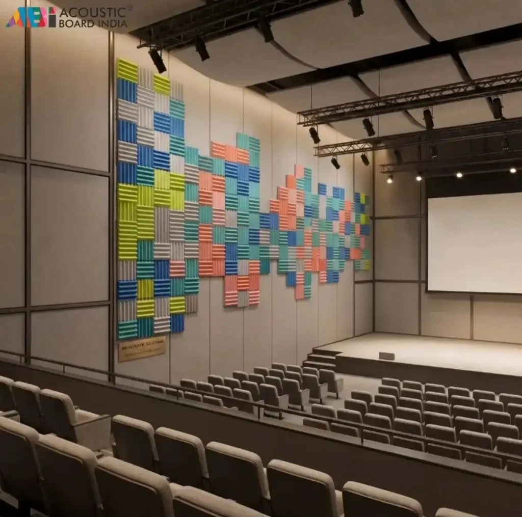 Wave PET Acoustic Panels installed in a modern classroom to reduce echo, improve speech clarity, and enhance learning environment acoustics.