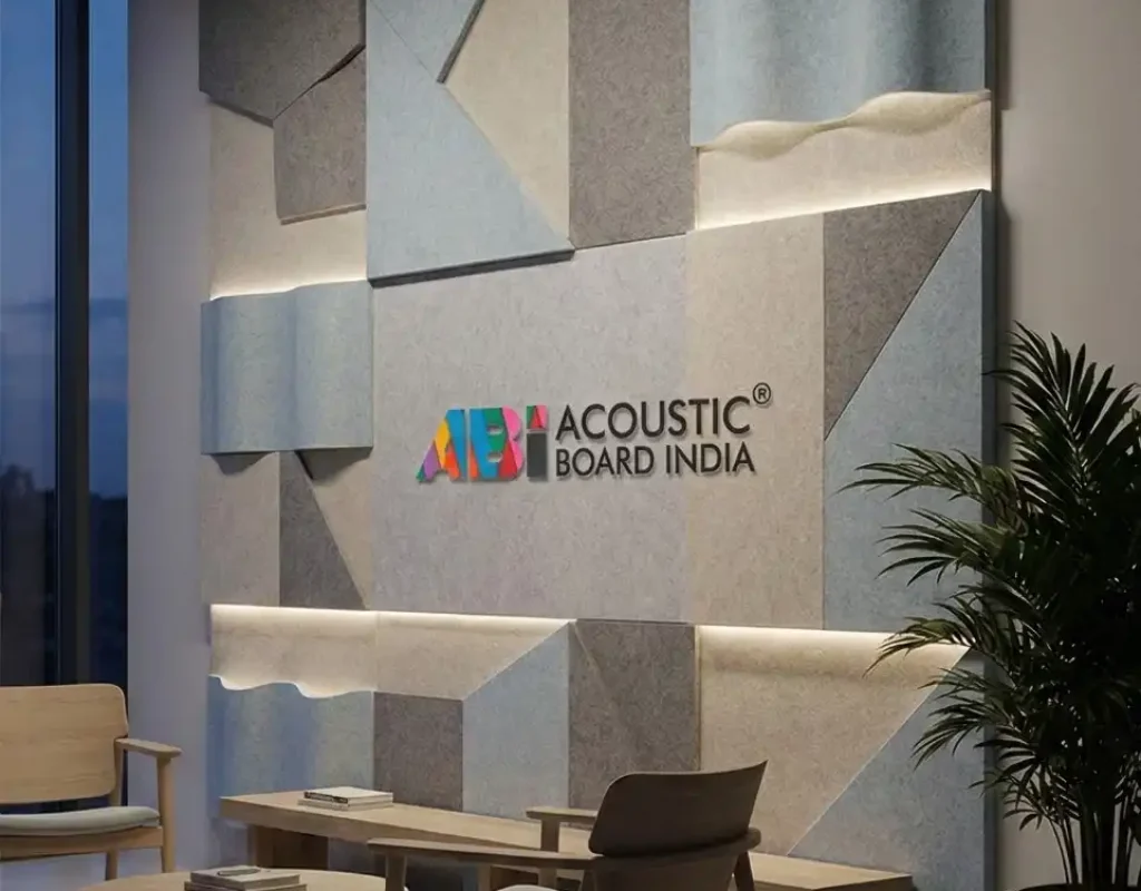 PET acoustic panels for walls installed in modern interior for sound absorption and noise control